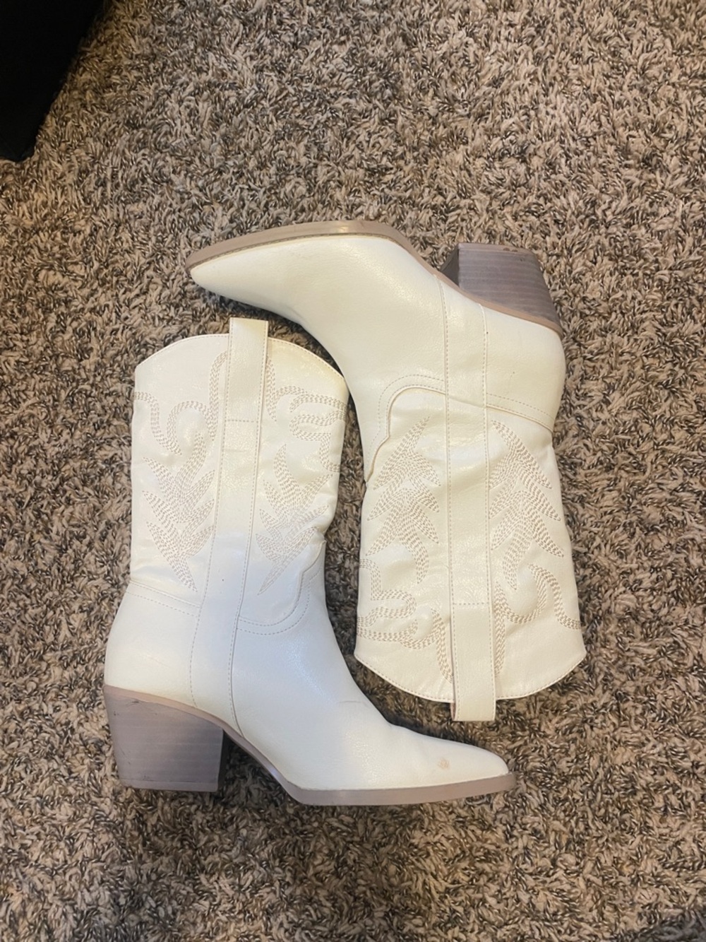 Women's Ivory Western Ankle Boots